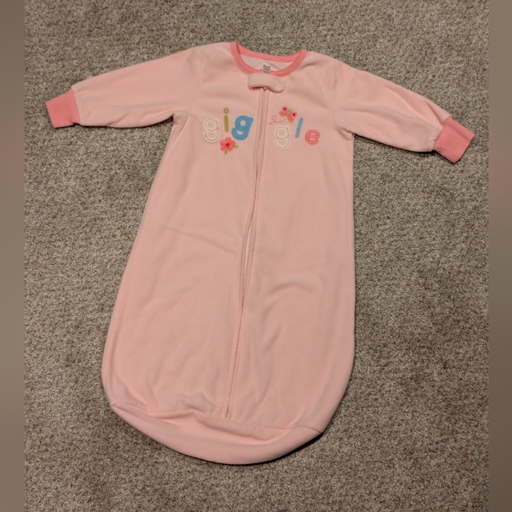 Girls Carter's Just One Year Fleece Sleeper Sack 0-9 Mon Pink Giggle